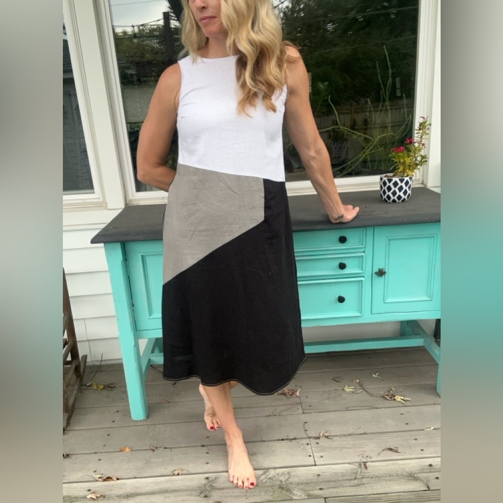 Linen Colorblock dress - Picture 3 of 8